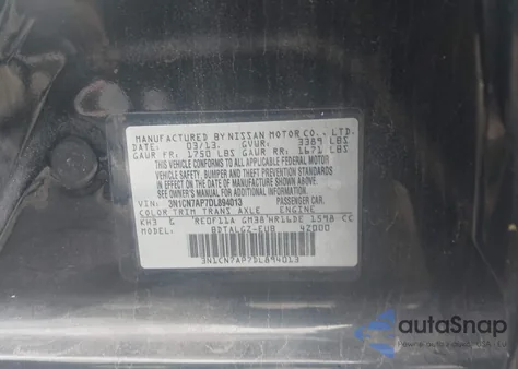 2013 Nissan Versa 1.6 Sl из США, поврежденный, VIN 3N1CN7AP7DL894013